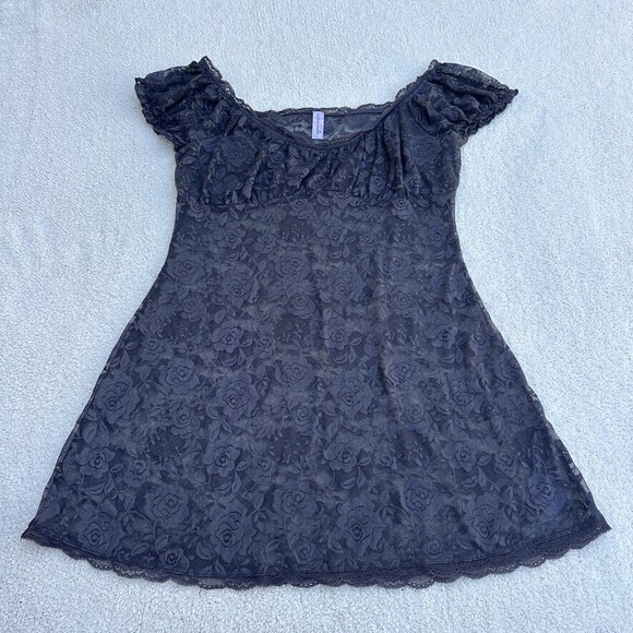Urban Outfitters Other - Urban Outfitters Rose Lace Baby Doll Dress Top Ruffle Sleeves - S